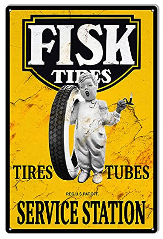 Fisk Tires Reproduction Garage Shop Man Cave Metal Sign 12×18