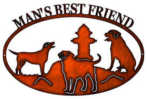 Mans Best Friend Cut Out Faux Copper Finish Metal Sign 15.5×23.6