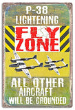 Fly Zone P-38 Lightening By Phil Hamilton 12×18 Metal Airplane Sign