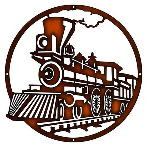 440 Train Engine Cut Out Faux Copper Finish Metal Sign 14.5×14.5