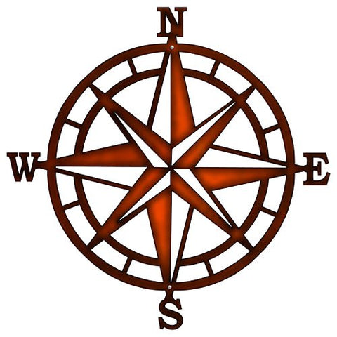 ArtFuzz Compass Laser Cut Out Faux Copper Finish Metal Sign 18×18