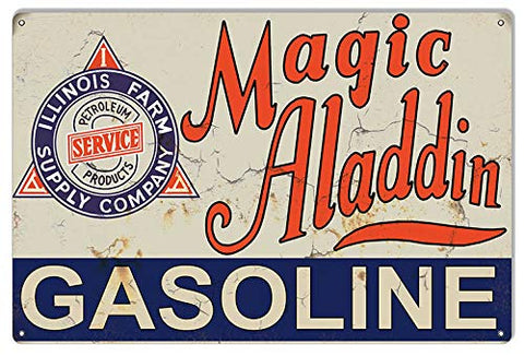 Magic Aladdin Gasoline Reproduction Vintage Large Metal Sign 16×24