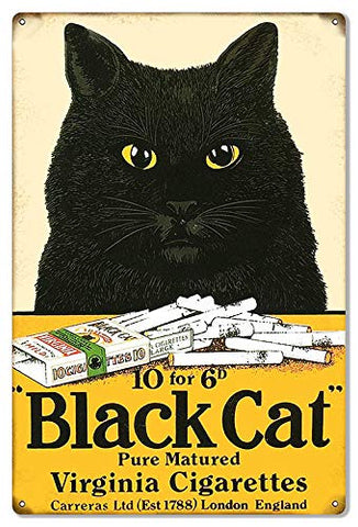 Black Cat Cigarette Reproduction Large Cigar Metal Sign 16×24