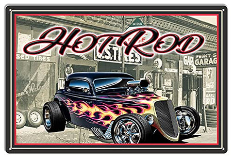 Hot Rod Classic Car Man Cave Garage Shop Large Metal Sign 16×24
