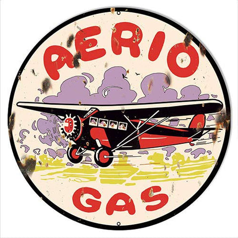 Aerio Gasoline Reproduction Motor Oil Metal Sign 18×18 Round