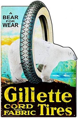 Gillette Tires Reproduction Cut Out Garage Shop Metal Sign 15.8×24
