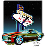Las Vegas Camaro Cut Out Metal Sign By Bernard Oliver 15×15.5
