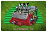 Flat Head V8 Motor Garage Art Metal Sign By Rudy Edwards 12×18