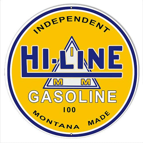 Hi Line Gasoline Reproduction Gas And Motor Oil Metal Sign 24×24