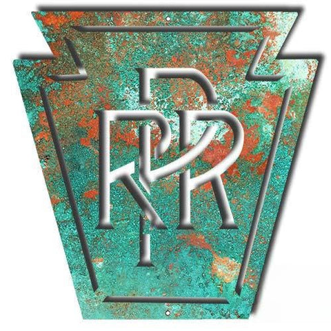 Pennsylvania Railroad Faux Patina Herald Vintage Metal Sign 12.5×12.6
