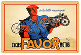 Cycles FAVOR Motos Reproduction Garage Shop Metal Sign 12×18