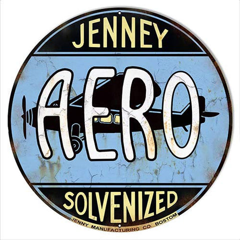 Aero Jenney Motor Oil Reproduction Large Garage Art Metal Sign 19×19