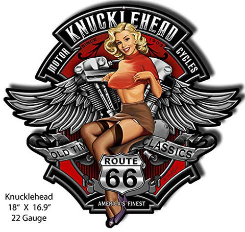 Knucklehead Motorcycles Pin Up Girl By Steve McDonald 16.9×18