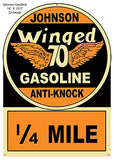 Johnson Winged 70 Gasoline Reproduction Metal Sign 16×23.5