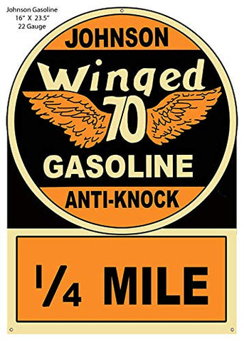 Johnson Winged 70 Gasoline Reproduction Metal Sign 16×23.5