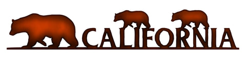 California Bears Cut Out Faux Copper Finish Metal Sign 2.5×14
