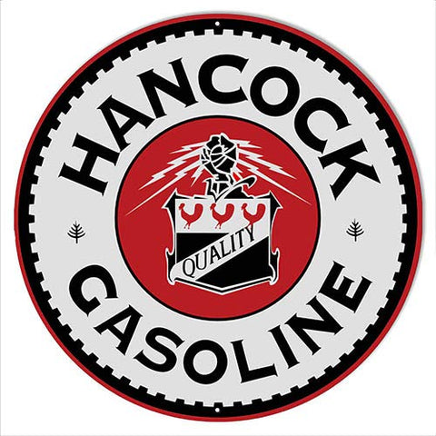 Hancock Gasoline Reproduction Motor Oil Metal Sign 18×18 Round