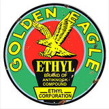 ArtFuzz Golden Eagle Gasoline Reproduction Vintage Metal Sign 18×18 Round