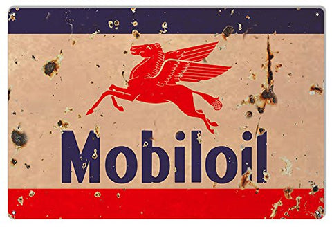 Mobiloil Pegasus Reproduction Gas Station Metal Sign 18x30