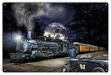 Hot Rod Waiting On A Night Train Metal Sign By Artist Bob Kramer 12×8