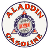 Aladdin Gasoline Reproduction Garage Shop Metal Sign 14×14 Round