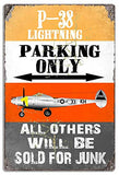 P-38 Lightening Fly Zone Military Aircraft Metal Sign By Phil Hamilton 12×18