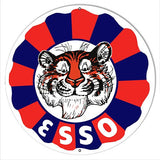Esso Tiger Gas and Motor Oil Garage Art Reproduction Metal Sign 18? Round