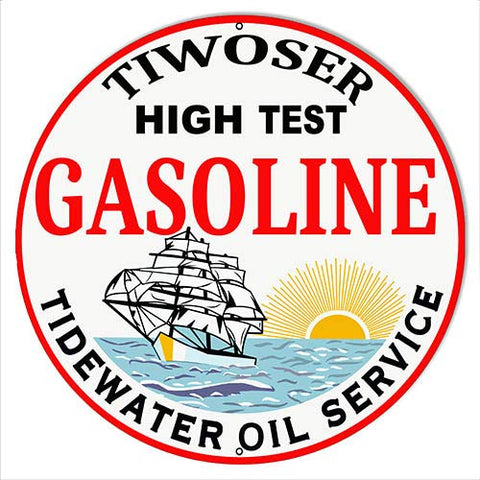 Tidewater gasoline Reproduction Garage Metal Sign 18×18 Round