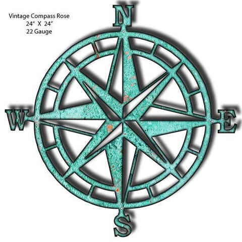 Compass Rose Laser Cut Out Wall Art Metal Sign 24×24