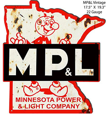MPL Power Company Reproduction Cut Out Vintage Metal Sign17.5×19.3.