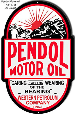 Pendol Motor Oil Cut Out Reproduction Garage Shop Metal Sign 17.8×28