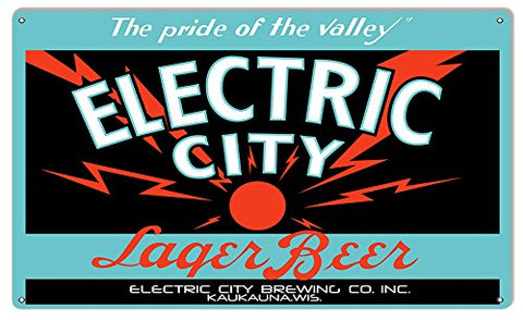 Electric City Beer Reproduction Large Metal Bar Sign 18x30