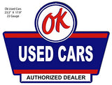 OK Used Cars Motor Oil Gas Reproduction Laser Cut Out Metal Sign 23.5×17.9