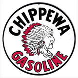 Chippewa Gasoline Reproduction Motor Oil Metal Sign 18×18 Round