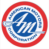 ArtFuzz American Motors Corp.Reproduction Gas and Motor Oil Metal Sign 14 in Round