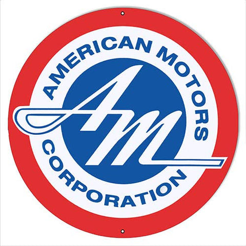 ArtFuzz American Motors Corp.Reproduction Gas and Motor Oil Metal Sign 14 in Round