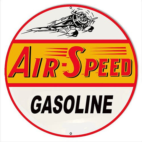 Air Speed Gasoline Reproduction Motor Oil Metal Sign 14×14 Round