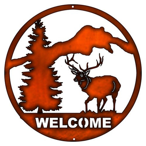 ArtFuzz Welcome Deer Laser Cut Out Faux Copper Finish Metal Sign 16×16