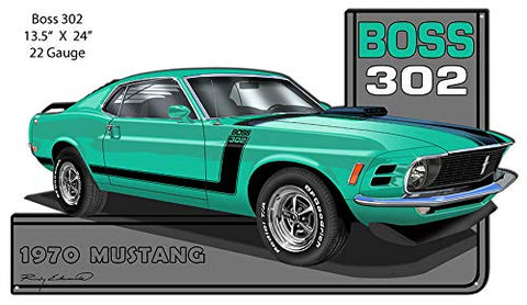 Mustang Green 1970 Series Cut Out Metal Sign By Rudy Edwards 13.5×24