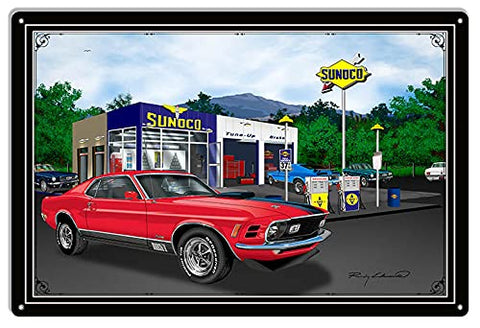 Mustang Car Red Garage Art Metal Sign By Rudy Edwards 16×24