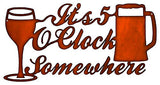 5 O clock Cocktail Cut Out Faux Copper Finish Metal Sign 12×22.5