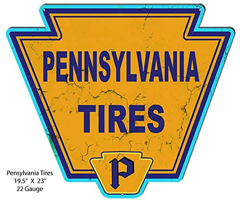 Pennsylvania Tires Gas Motor Oil Garage Art Metal Reproduction Sign Laser Cut