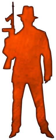 Gangster Guy Laser Cut Out Faux Copper Finish Metal Sign 13x34