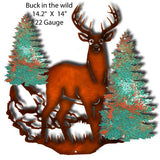 Buck In The Wild Faux Patina Laser Cut Out 14.2×14