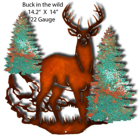 Buck In The Wild Faux Patina Laser Cut Out 14.2×14