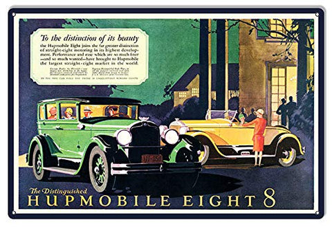 Hupmobile Eight Car Reproduction Garage Shop Metal Sign 12×18
