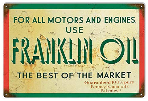 Franklin Motor Oil Reproduction Gas Station Garage Metal Sign 12×18