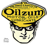 Oilzum Cut Out Motor Oil Reproduction Man Cave Metal Sign 23×24
