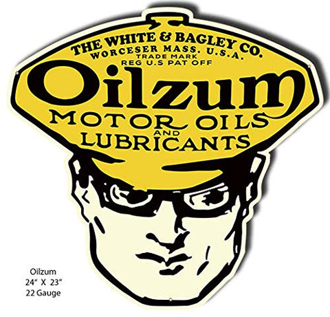 Oilzum Cut Out Motor Oil Reproduction Man Cave Metal Sign 23×24