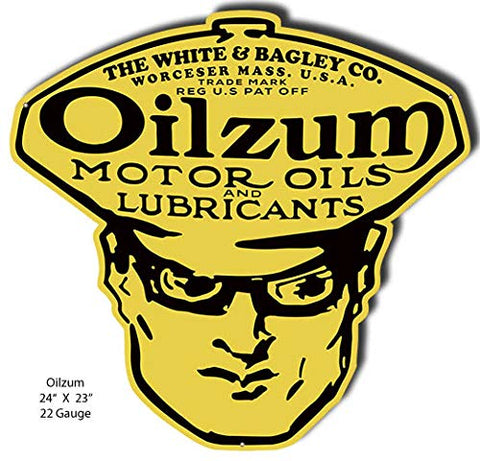 Oilzum Motor Oil Reproduction Garage Art Cut Out Metal Sign 23×24